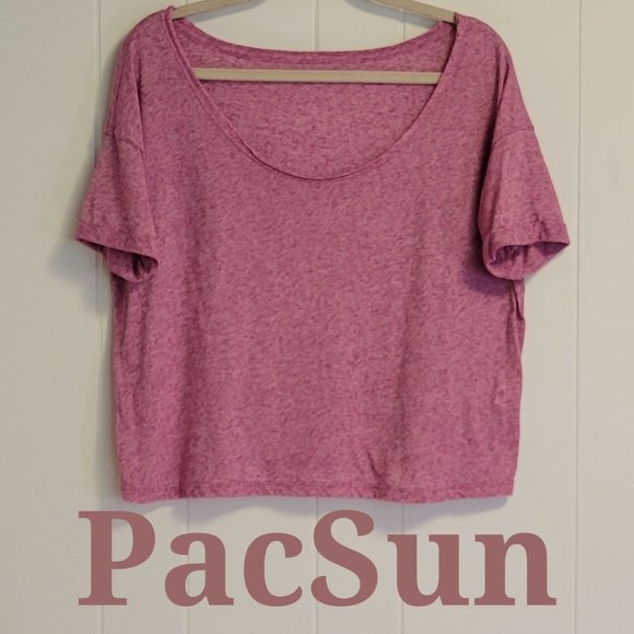PacSun magenta short sleeve scoop neck slouch crop top Sz: M - Picture 1 of 4
